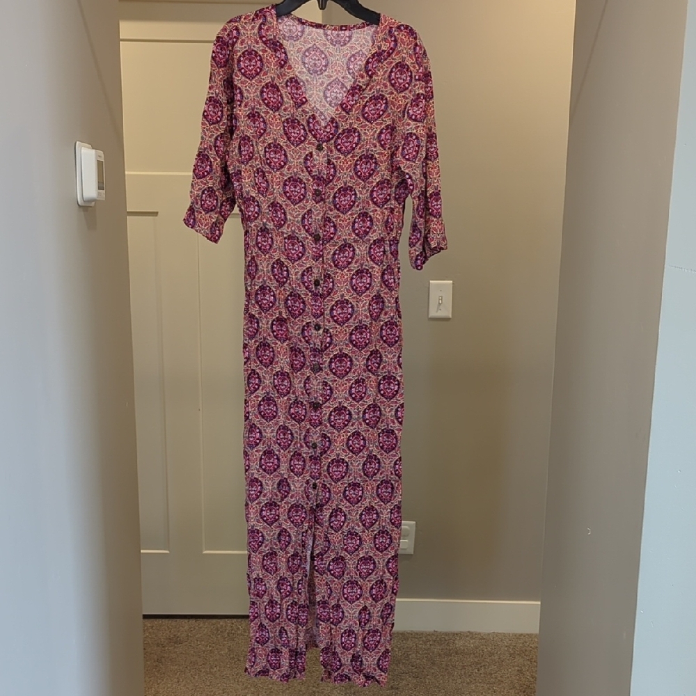 Purple and Pink Patterned Jumpsuit